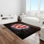 ncaa wisconsin badgers college sport basketball and foolball team logo rectangle area rug light room wb07