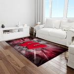 ncaa wisconsin badgers college sport basketball and foolball team logo rectangle area rug light room wb08