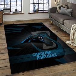 nfl carolina panthers football team logo rectangle area rug dark room cp02