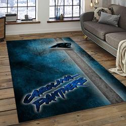 nfl carolina panthers football team logo rectangle area rug dark room cp03