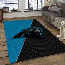 nfl carolina panthers football team logo rectangle area rug dark room cp10