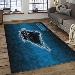 nfl carolina panthers football team logo rectangle area rug dark room cp11