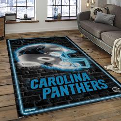 nfl carolina panthers football team logo rectangle area rug dark room cp13