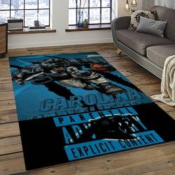 nfl carolina panthers football team logo rectangle area rug dark room cp14