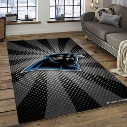 nfl carolina panthers football team logo rectangle area rug dark room cp15