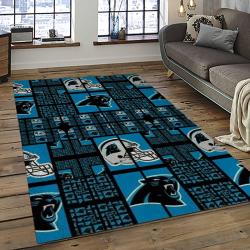 nfl carolina panthers football team logo rectangle area rug dark room cp17