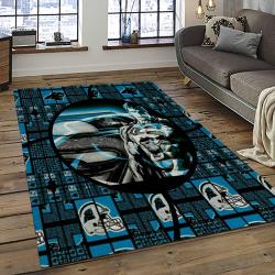 nfl carolina panthers football team logo rectangle area rug dark room cp18