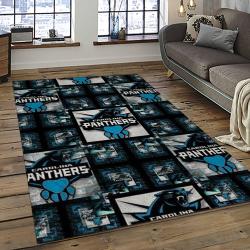 nfl carolina panthers football team logo rectangle area rug dark room cp19
