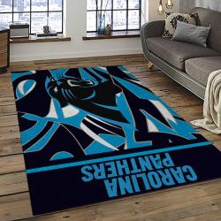nfl carolina panthers football team logo rectangle area rug dark room cp22