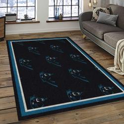 nfl carolina panthers football team logo rectangle area rug dark room cp23