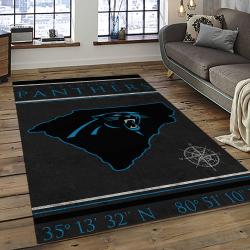 nfl carolina panthers football team logo rectangle area rug dark room cp26