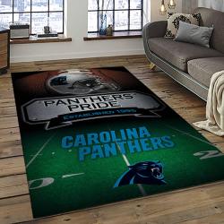 nfl carolina panthers football team logo rectangle area rug dark room cp27
