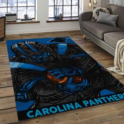 nfl carolina panthers football team logo rectangle area rug dark room cp30