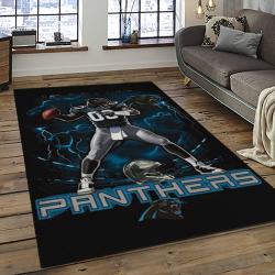 nfl carolina panthers football team logo rectangle area rug dark room cp31