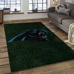 nfl carolina panthers football team logo rectangle area rug dark room cp35