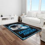 nfl carolina panthers football team logo rectangle area rug light room cp13