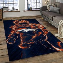 nfl denver broncos football team logo rectangle area rug dark room db01