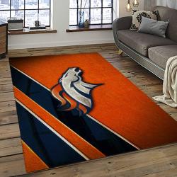 nfl denver broncos football team logo rectangle area rug dark room db03