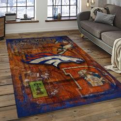 nfl denver broncos football team logo rectangle area rug dark room db05
