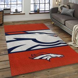nfl denver broncos football team logo rectangle area rug dark room db07