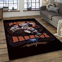 nfl denver broncos football team logo rectangle area rug dark room db08