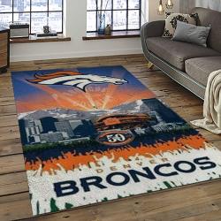 nfl denver broncos football team logo rectangle area rug dark room db09