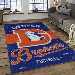 nfl denver broncos football team logo rectangle area rug dark room db10