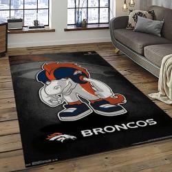nfl denver broncos football team logo rectangle area rug dark room db11