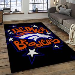 nfl denver broncos football team logo rectangle area rug dark room db12