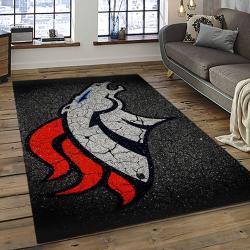 nfl denver broncos football team logo rectangle area rug dark room db13