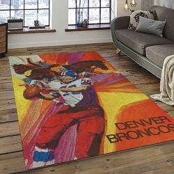 nfl denver broncos football team logo rectangle area rug dark room db14