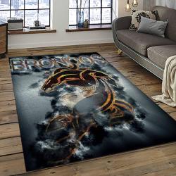 nfl denver broncos football team logo rectangle area rug dark room db16