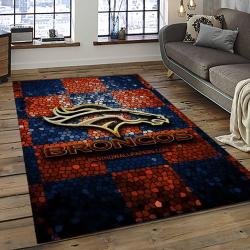nfl denver broncos football team logo rectangle area rug dark room db17