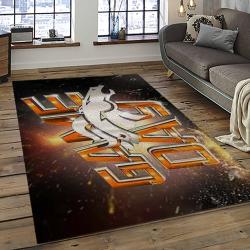 nfl denver broncos football team logo rectangle area rug dark room db22