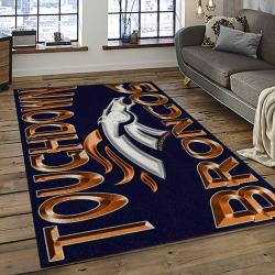 nfl denver broncos football team logo rectangle area rug dark room db23