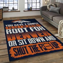 nfl denver broncos football team logo rectangle area rug dark room db26