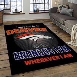 nfl denver broncos football team logo rectangle area rug dark room db27