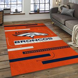 nfl denver broncos football team logo rectangle area rug dark room db32