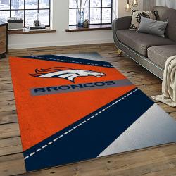 nfl denver broncos football team logo rectangle area rug dark room db33