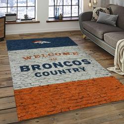nfl denver broncos football team logo rectangle area rug dark room db34