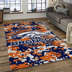 nfl denver broncos football team logo rectangle area rug dark room db35