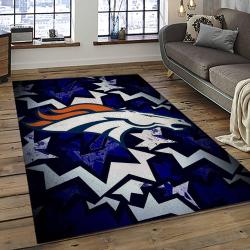nfl denver broncos football team logo rectangle area rug dark room db36
