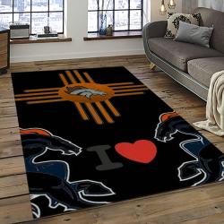 nfl denver broncos football team logo rectangle area rug dark room db37