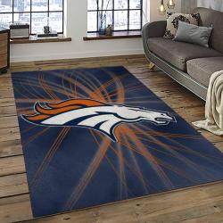 nfl denver broncos football team logo rectangle area rug dark room db38