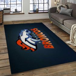 nfl denver broncos football team logo rectangle area rug dark room db39