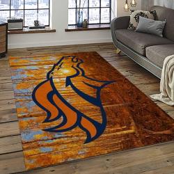 nfl denver broncos football team logo rectangle area rug dark room db40