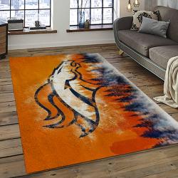 nfl denver broncos football team logo rectangle area rug dark room db41