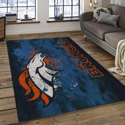 nfl denver broncos football team logo rectangle area rug dark room db42