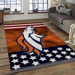 nfl denver broncos football team logo rectangle area rug dark room db45