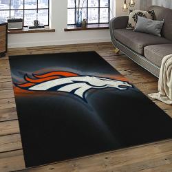 nfl denver broncos football team logo rectangle area rug dark room db48